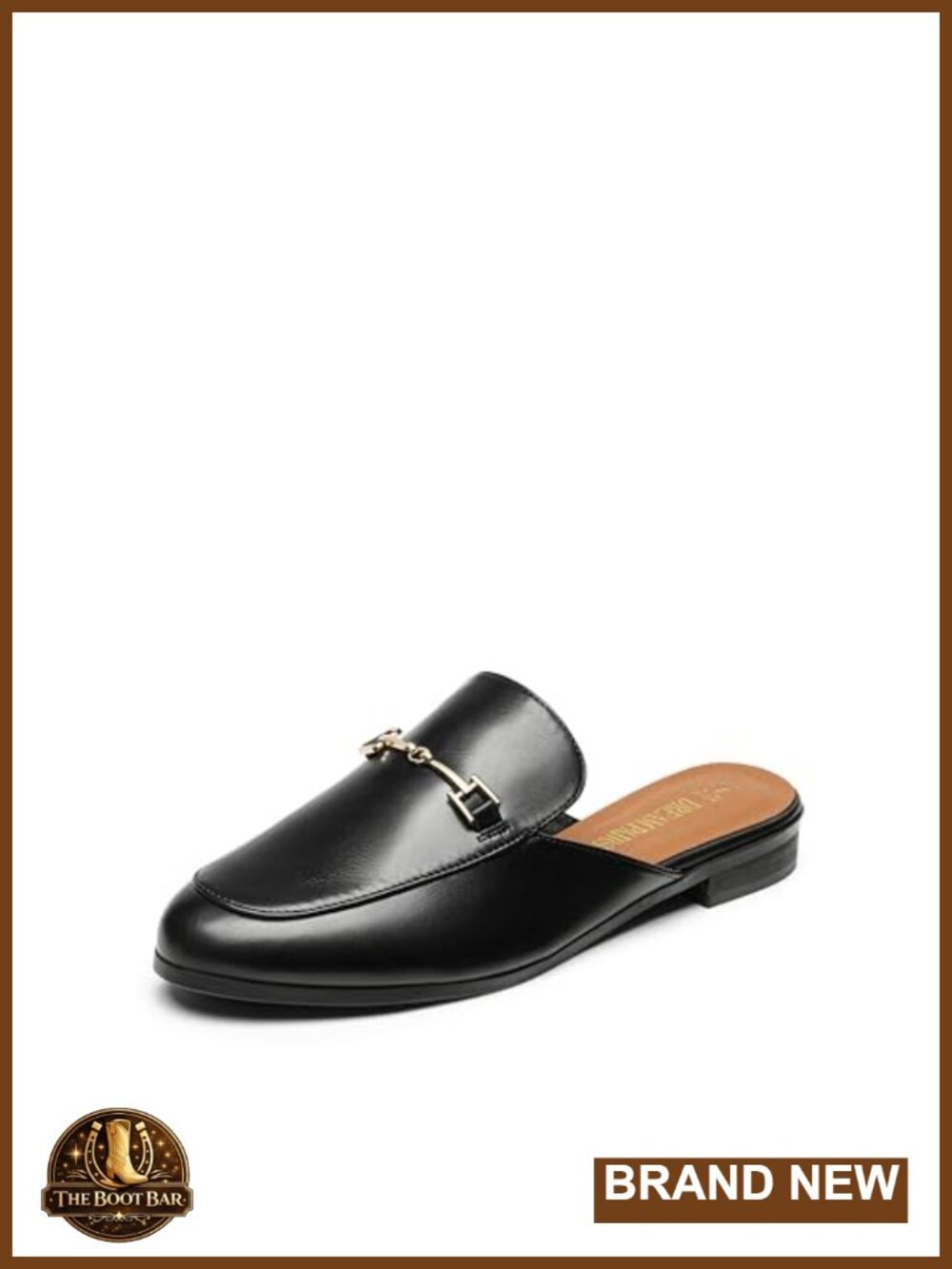 Slip On Mules for Women Flats Round Toe Retro Buckle Faux Leather Comfort